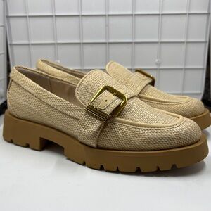 Dolce Vita Tan Loafers with Gold Buckle